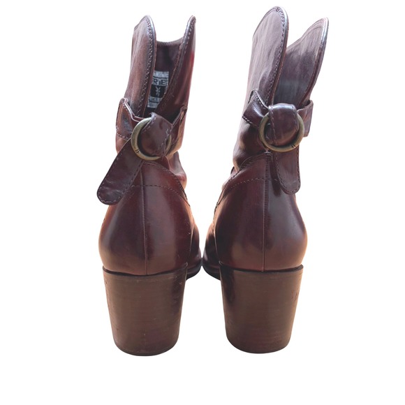 Frye‎ Women's Leather Ankle Boots Booties Block Heel Size 9M Brown - Picture 4 of 12